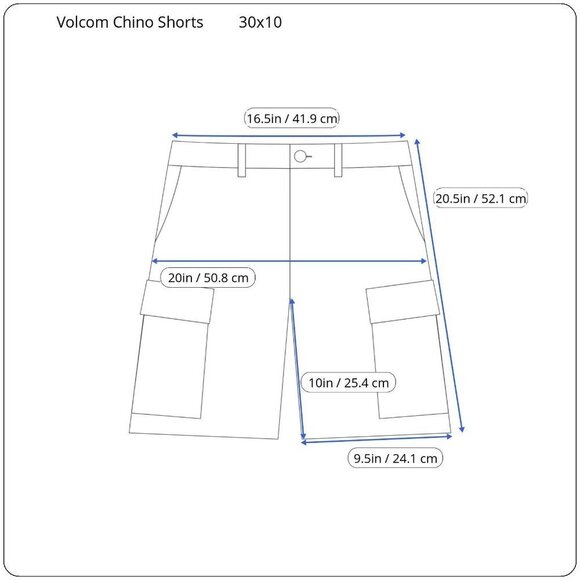 Volcom Shorts Mens 30x10 Solid Blue Flat‎ Front Chino Slash Pockets Cotton Blend - Picture 3 of 12